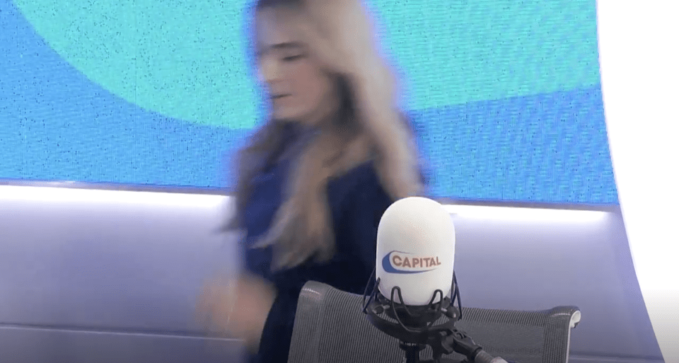 Josie Gibson storming out of a Capital radio interview, leaving Jordan North visibly distressed.