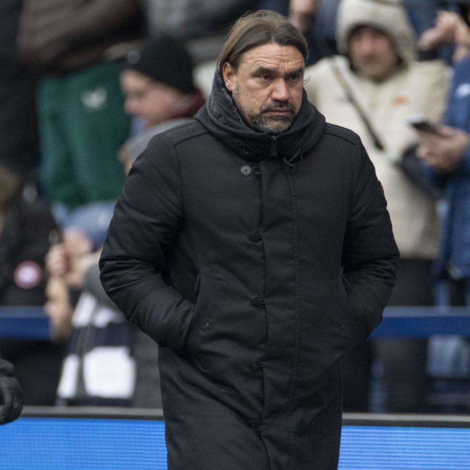 Leeds United manager Daniel Farke at halftime.