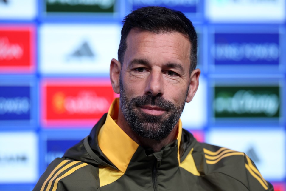 Ruud van Nistelrooy, Leicester City manager, at a press conference.