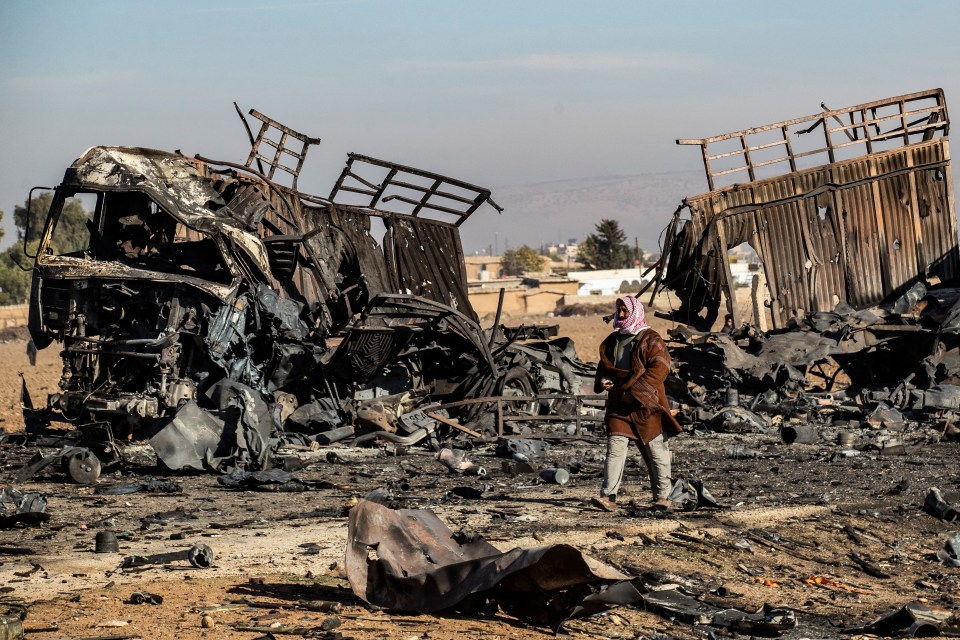 The site of an Israeli airstrike that targeted shipments of weapons that belonged to Syrian government forces in Qamishli, in mainly Kurdish northeastern Syria