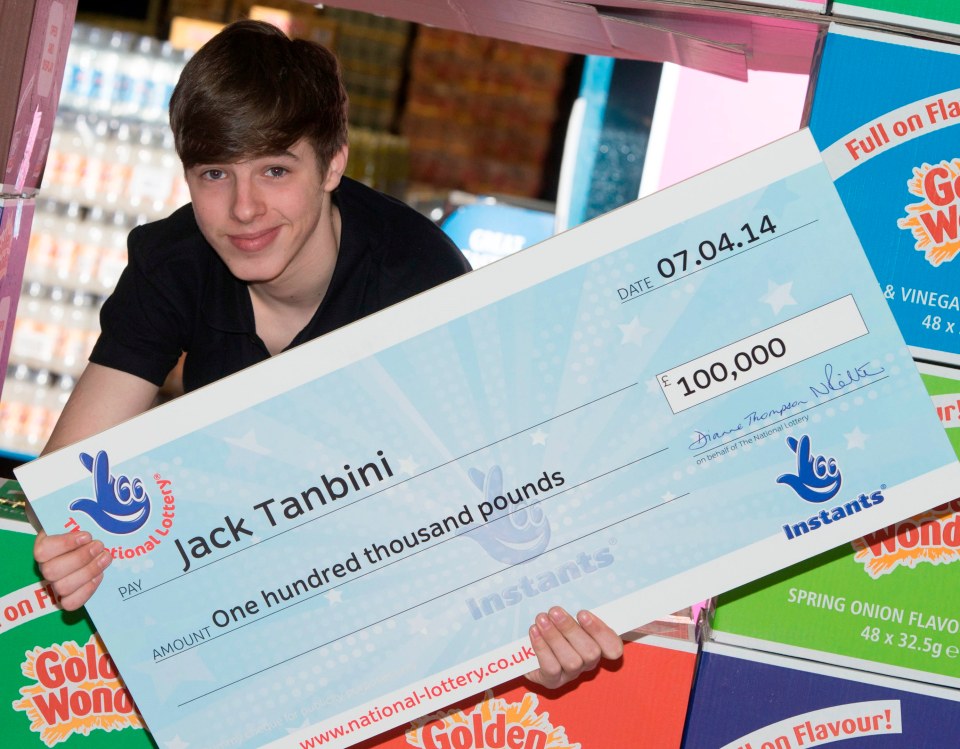 Jack Tanbini scooped £100,000 from a winning scratchcard as a teenager