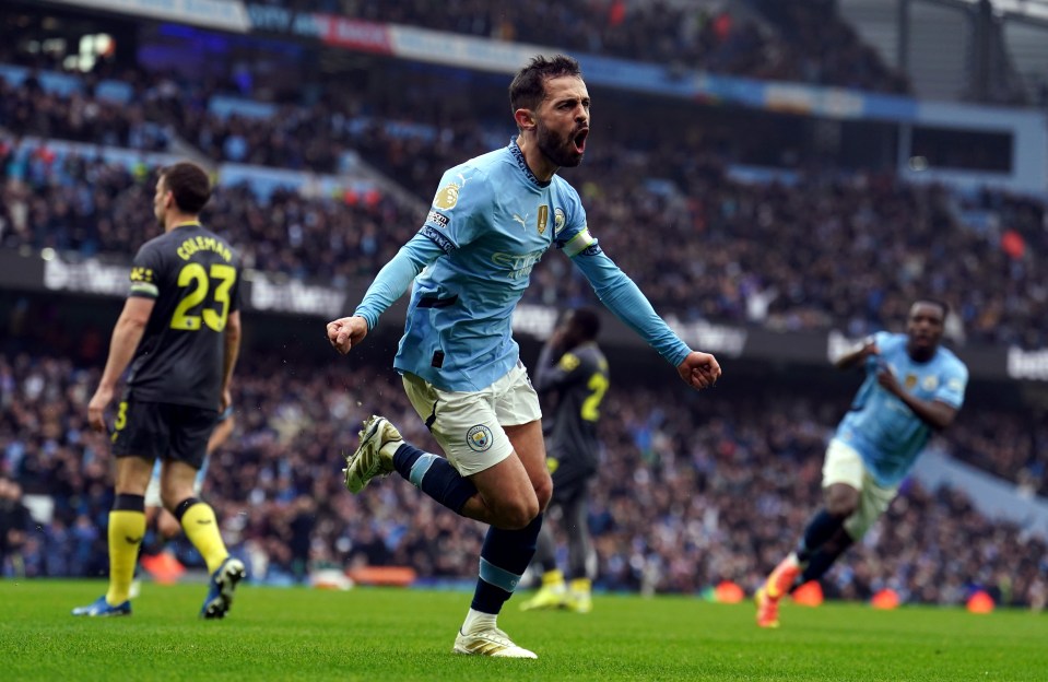 Bernardo Silva celebrating a goal.