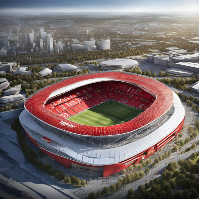 AI rendering of Manchester United's Old Trafford stadium.