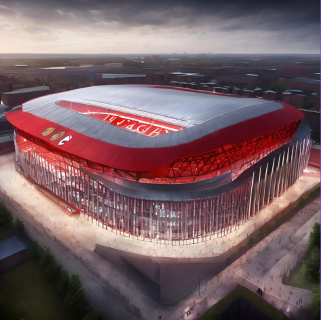 AI rendering of Manchester United's Old Trafford stadium renovation.