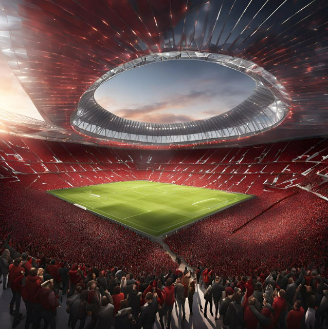 AI-generated image of a full Old Trafford stadium.