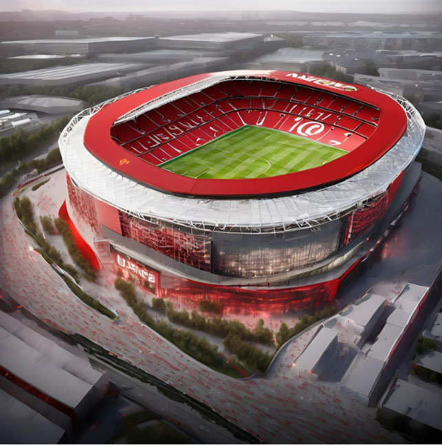 AI-generated rendering of Manchester United's Old Trafford stadium renovation.