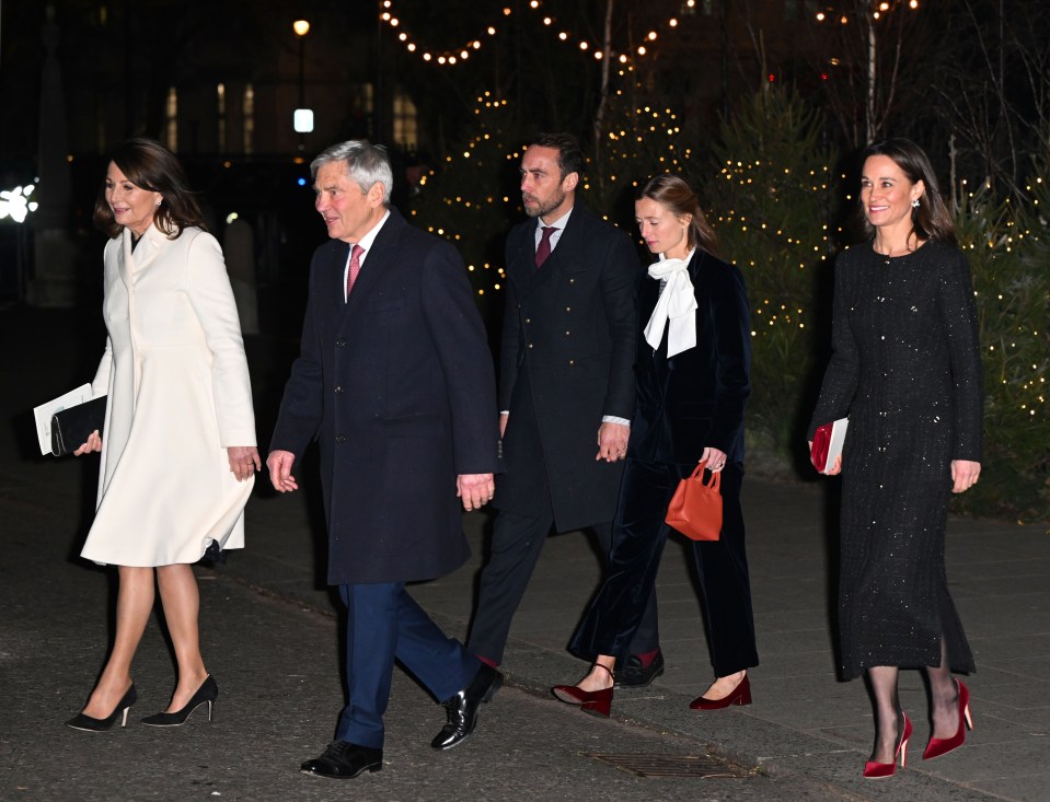 Carole and Michael, pictured with Kate's sister Pippa, her brother James and his wife Alizee Thevenet