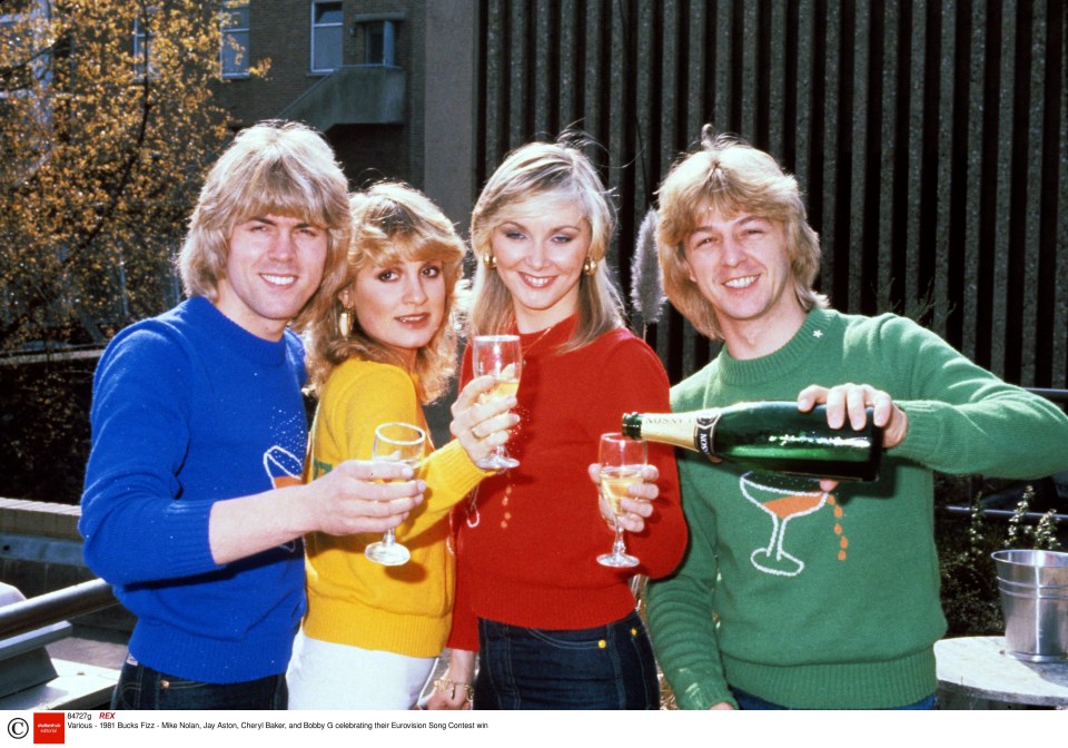 Bucks Fizz celebrating their Eurovision Song Contest win.