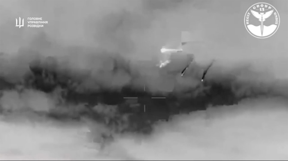 Footage released by Ukrainian intelligence captured the moment Putin's chopper was downed by the sea drone