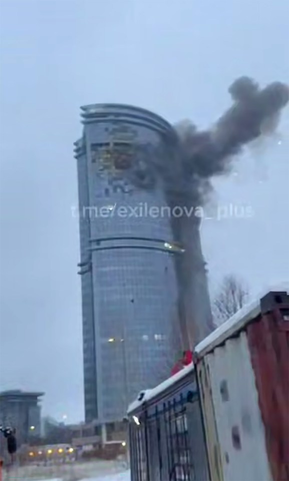 Plumes of smoke erupted from the skyscraper