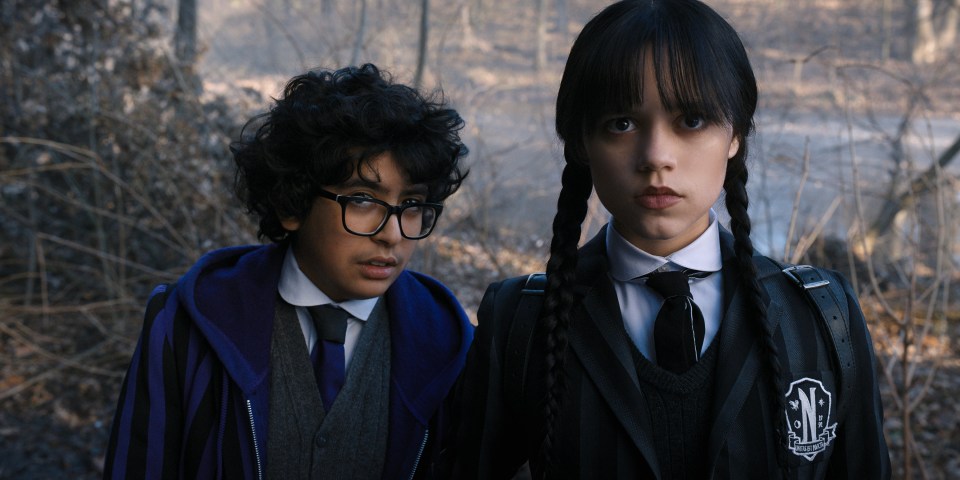 Jenna Ortega plays Wednesday Addams while Moosa Mostafa is Eugene Otinger