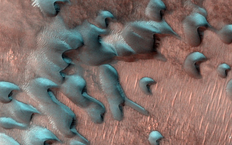 Cube-shaped snow, icy landscapes, and frost are all part of the Red Planets coldest season.