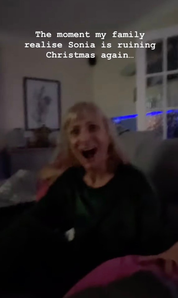 The actress took to social media to film her parents' reactions as they watched together on Christmas Day