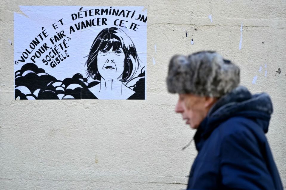 Gisele's bravery has started a movement in France. This sign reads: "The will and determination to move society forward, Giesele"