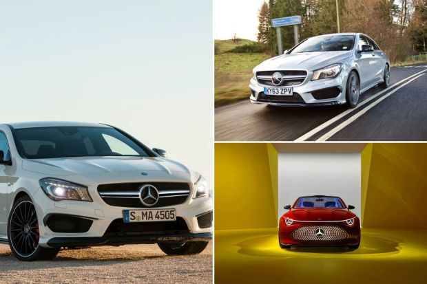 Collage of three Mercedes-Benz cars.