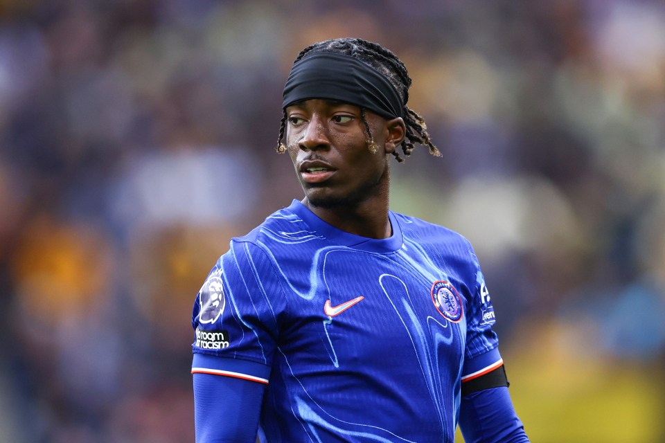 Noni Madueke of Chelsea during a Premier League match.