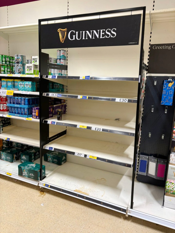 Fans shared photos of sold-out sections in Tesco supermarkets across the country