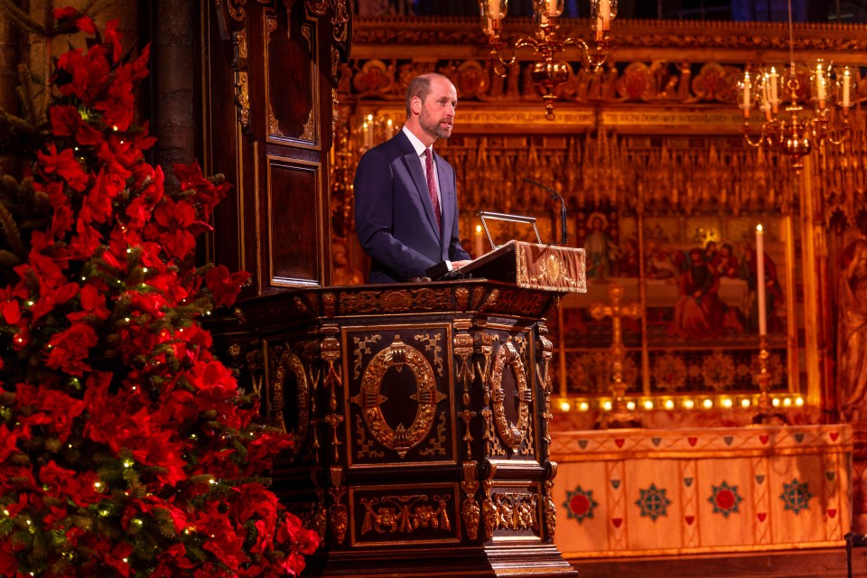 Prince William reading at the Together at Christmas carol service in Westminster Abbey.