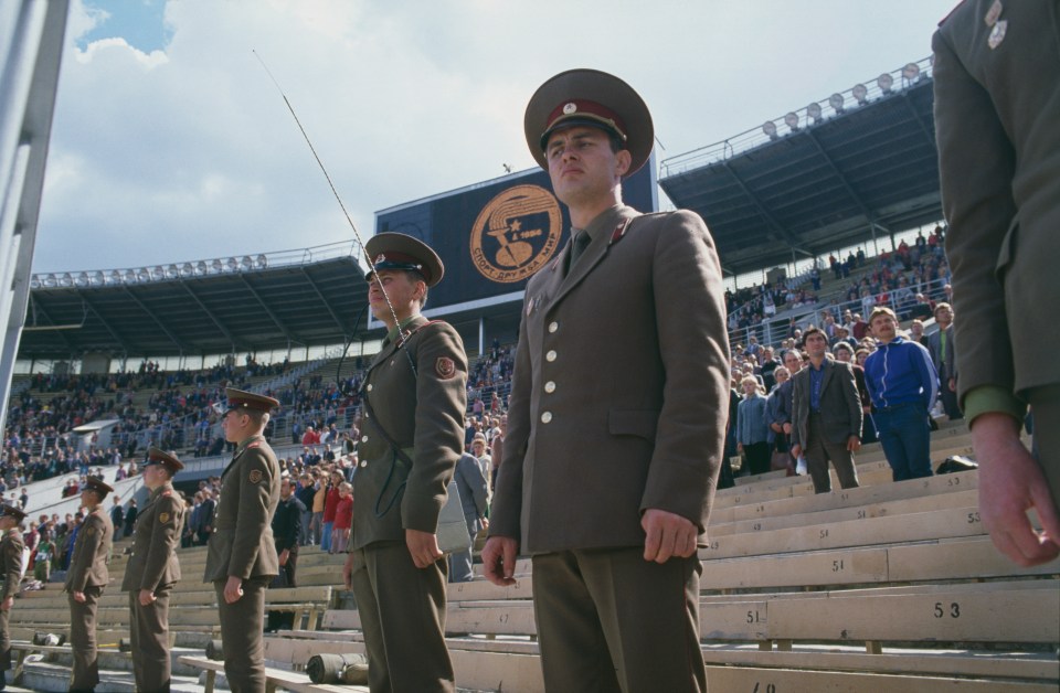 The opening ceremony at the Lenin stadium for the Friendship Games which were held as a substitute for Los Angeles Olympic Games