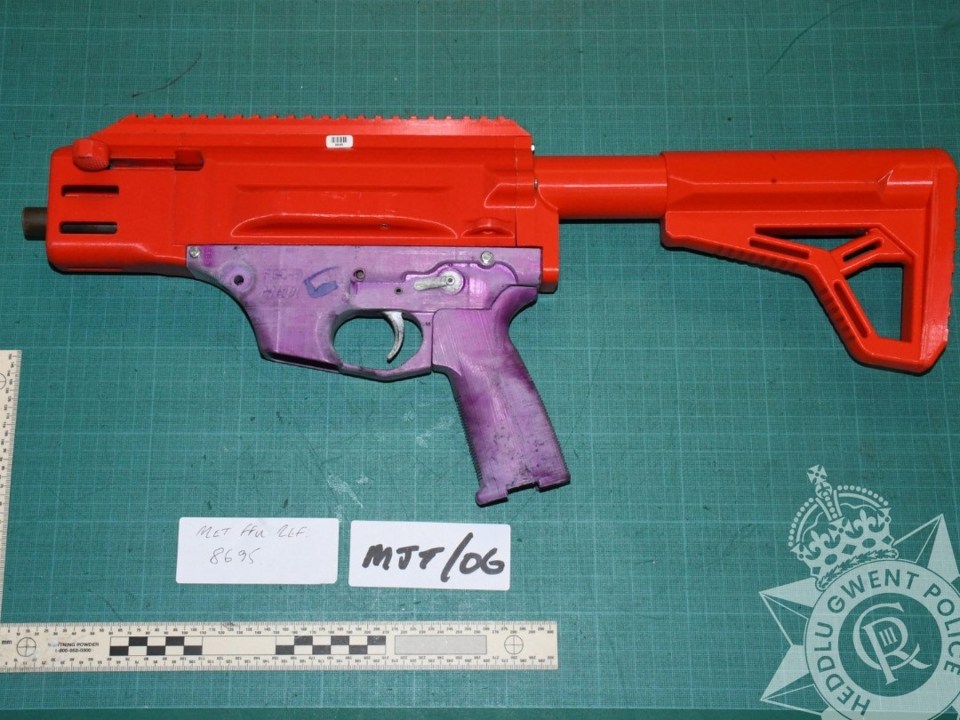 3D-printed firearm components, evidence in a criminal case.