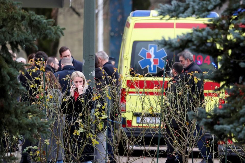 Ambulance outside a primary school following a knife attack.