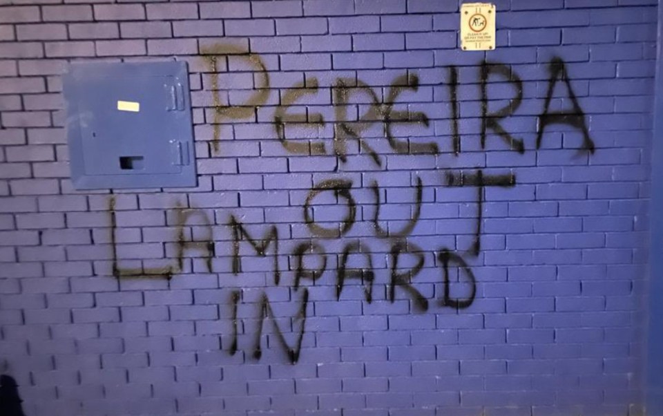 Everton fans' graffiti on Goodison Park made clear their feeling about Peirera