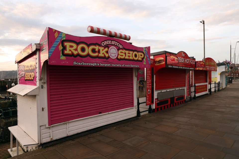 Stalls closed out of season along the seafront