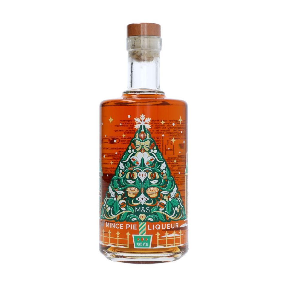 M&S Mince Pie Liqueur bottle.