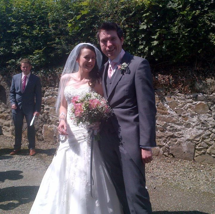 Wedding photo of Aaron Jones and his wife Lisa Haf Jones.