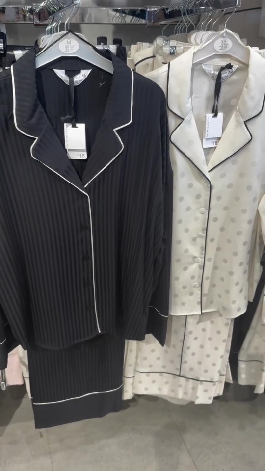 Primark satin pyjamas in black and white polka dot.