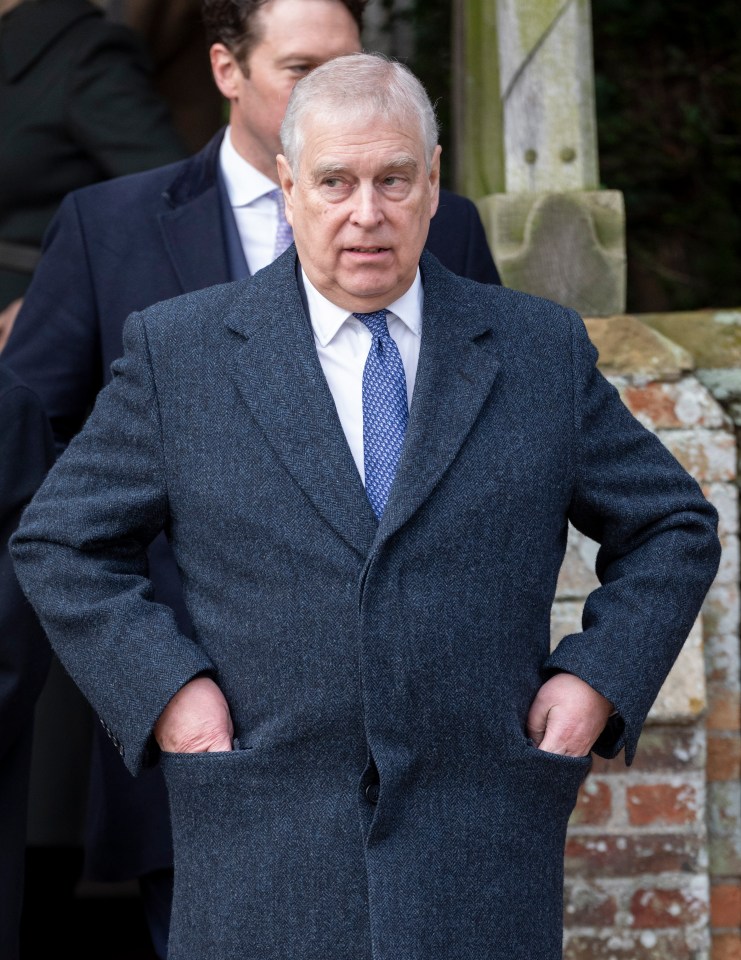 Prince Andrew, Duke of York, attending a Christmas Day service.