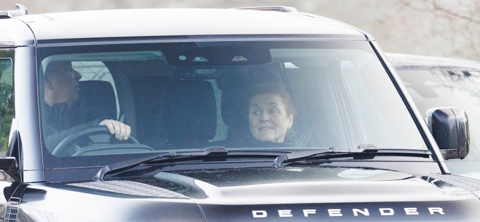 Prince Andrew and Sarah Ferguson in a car.