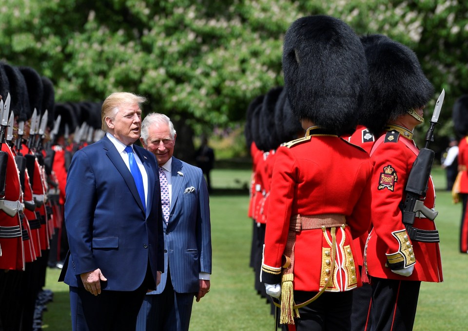 President Trump and Prince Charles at Buckingham Palace, with the Guard of Honour.