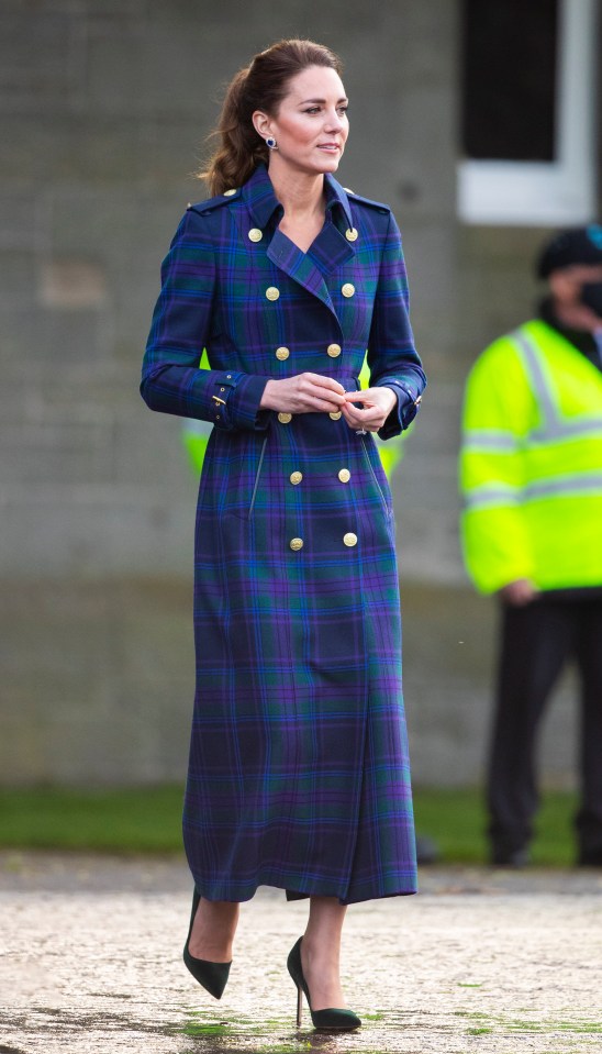 Kate also wore her tartan design while on a visit in Scotland