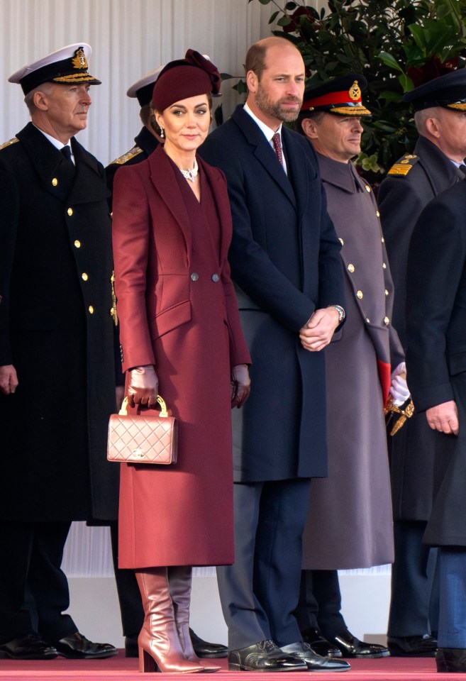 Prince William and Catherine, Princess of Wales, at a ceremonial welcome.