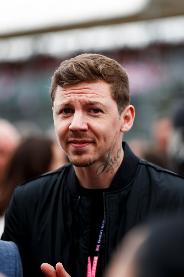 Professor Green at the British Grand Prix.