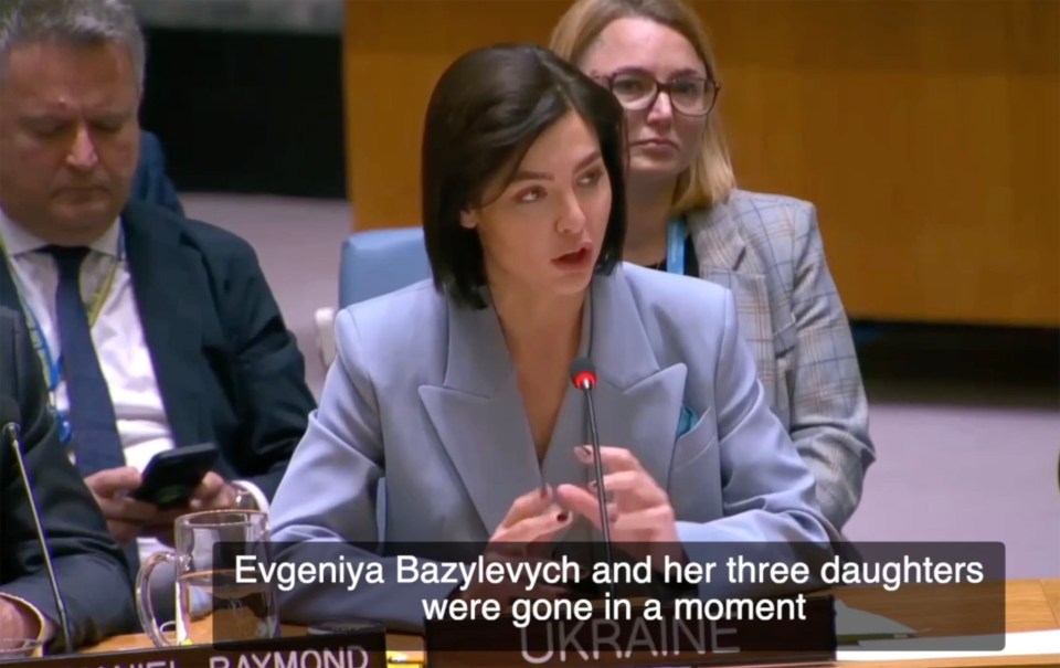 Evgeniya Bazylevych recounted the horrible story to the UN Security Council