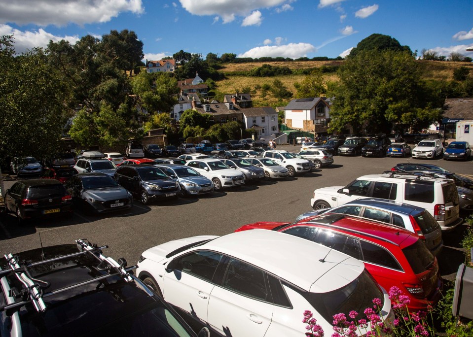 A full car park in Salcombe, Devon.