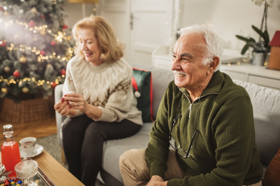 Senior couple celebrating Christmas at a nursing home.