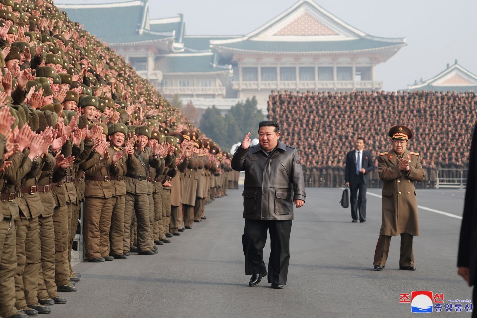 Kim Jong-un with the participants in the Fourth Conference of Battalion Commanders and Political Instructors of the Korean People’s Army in Pyongyang on November 21