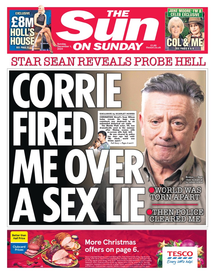 The Sun’s front page exclusively revealed Sean’s story