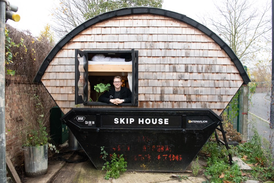 Harrison Marshall, 30, moved into a converted skip house two years ago