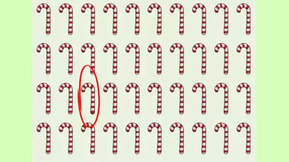 The unique candy cane is circled in red