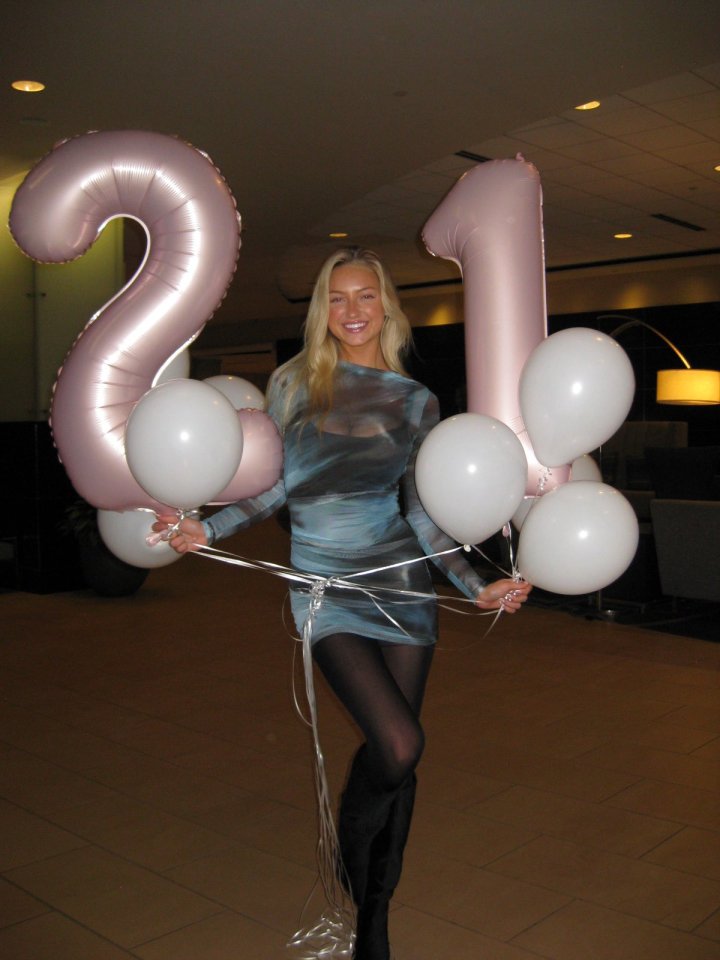 Sydney posed with balloons during her recent birthday celebrations