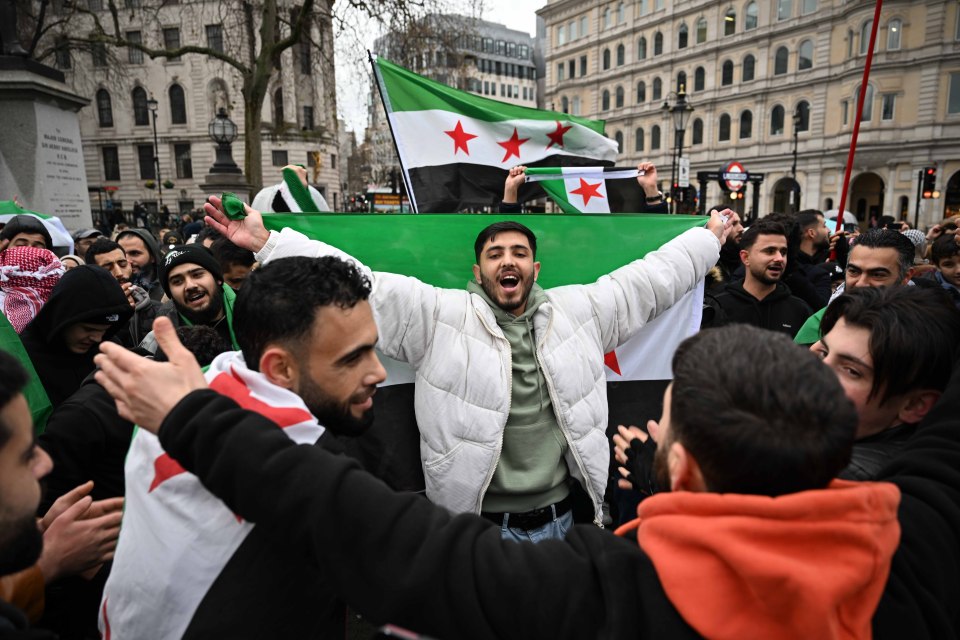 Syrians in London also celebrated Assad's fall in Trafalgar Square on Sunday