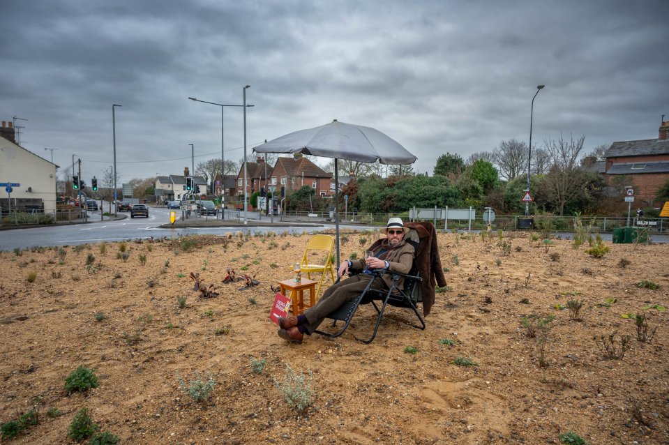 A man was left fuming after his local council spent over £90,000 to make a roundabout look like a “desert island”