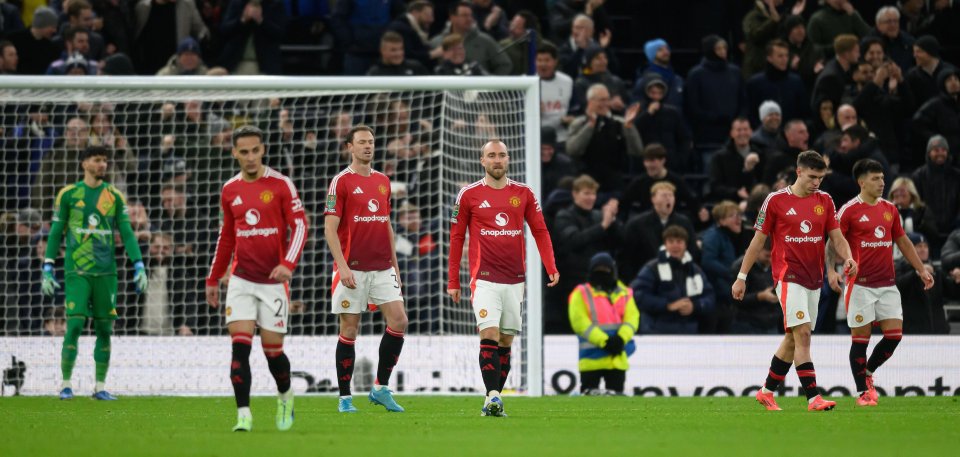 Man United were knocked out of the Carabao Cup by Tottenham Hotspur