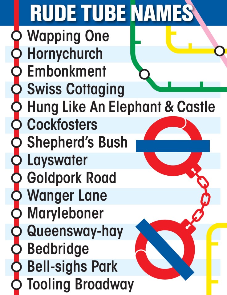 Rude versions of London Underground stations