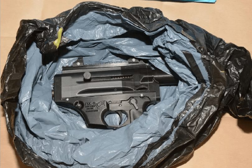 3D-printed submachine gun seized in a UK criminal investigation.