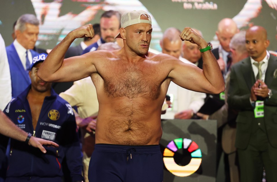 Fury weighed in at 18st 10lbs during his first fight with Usyk